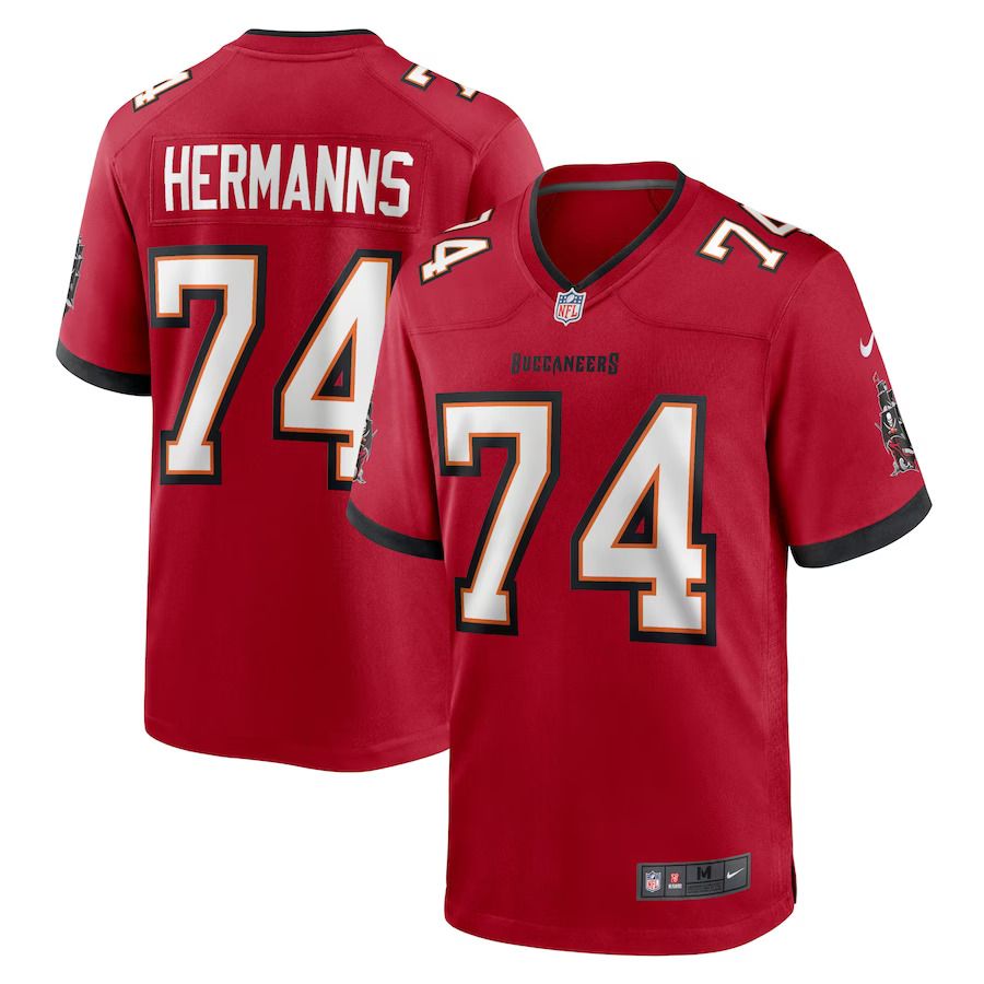 Men Tampa Bay Buccaneers 74 Grant Hermanns Nike Red Home Game Player NFL Jersey